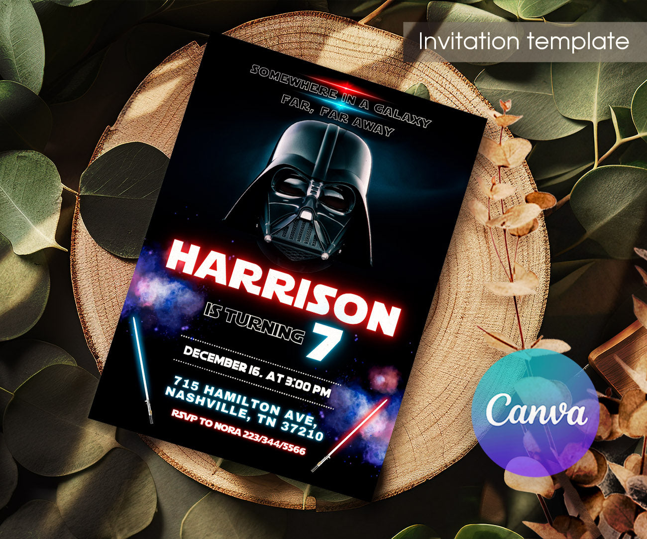 Star Wars Darth Vader customizable invitation template | Share or Print | boy | HC087