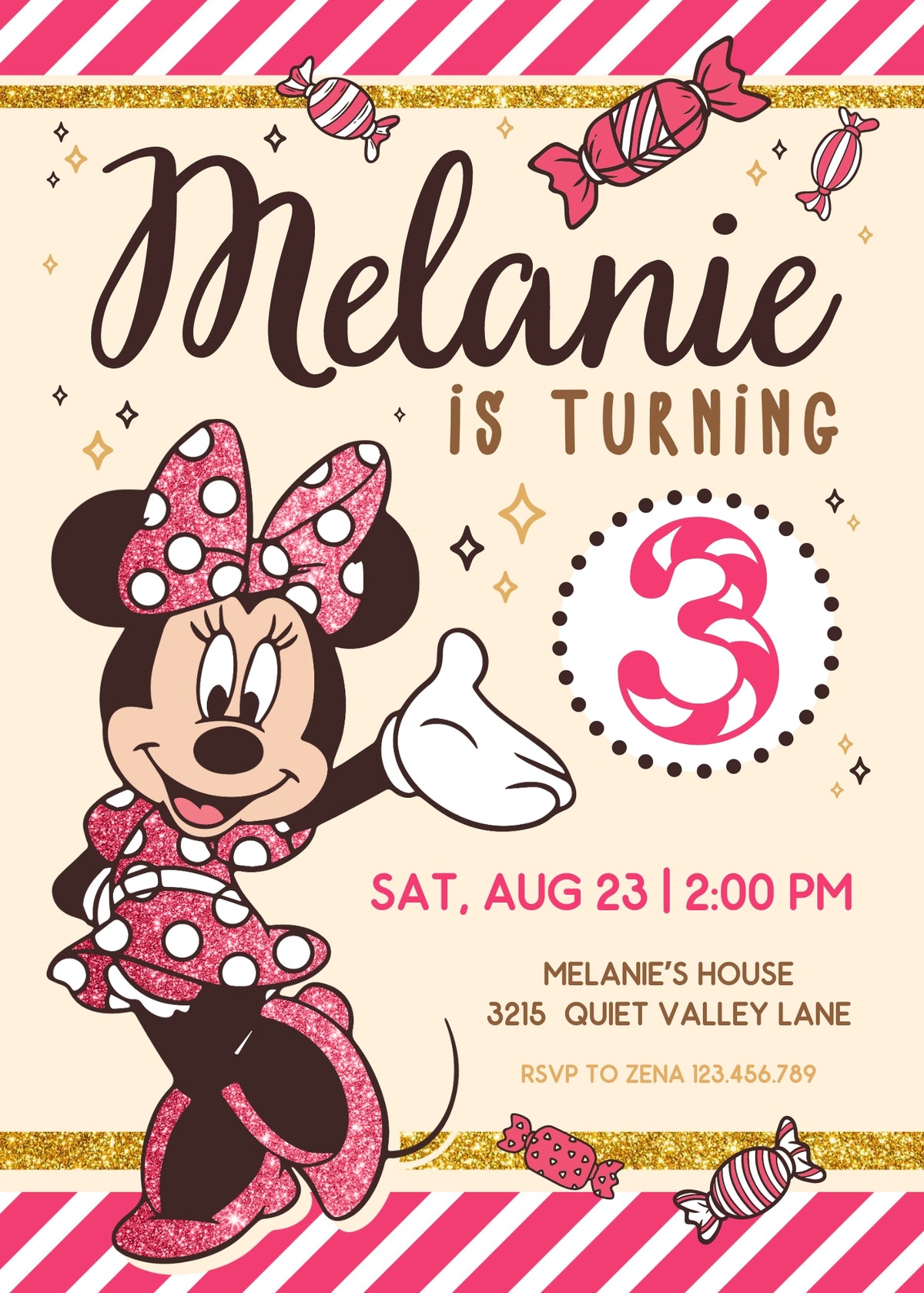 Minnie Mouse Disney Mickey customizable invitation template | Share or Print | girl | LL230