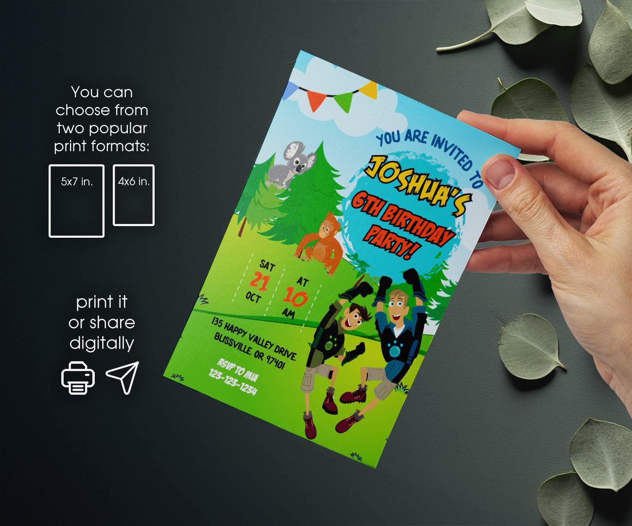 Wild Kratts Creature Hero customizable invitation template | Share or Print | RC770