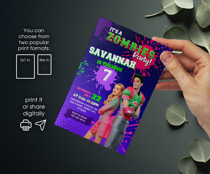 Zombies 3 Halloween customizable invitation template | Share or Print | QE011