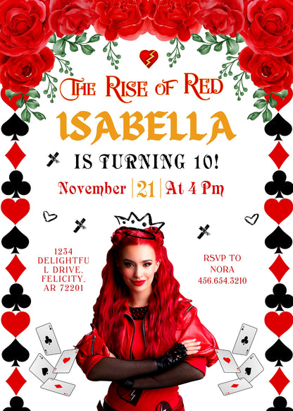 Descendants The Rise of Red Disney customizable invitation template | Share or Print | MV611