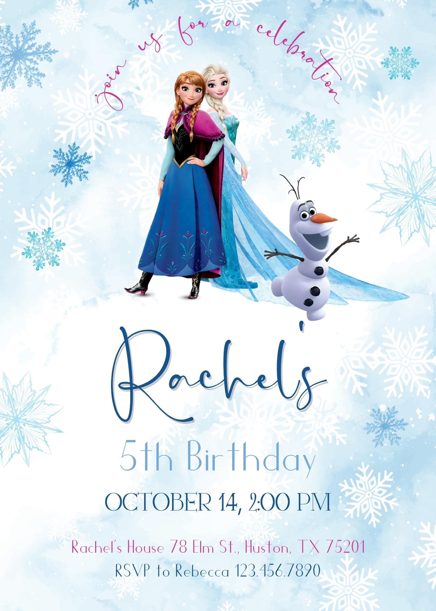 Frozen Elsa customizable invitation template | Share or Print | girl | CA917