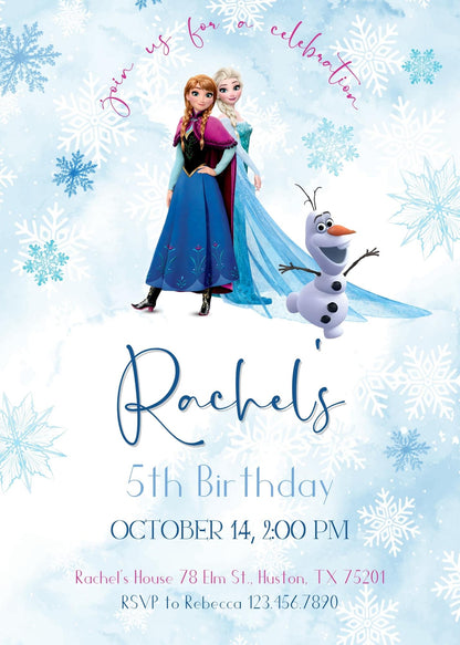 Frozen Elsa customizable invitation template | Share or Print | girl | CA917