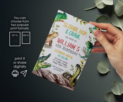 Reptile Lizard Snake customizable invitation template | Share or Print | AM982