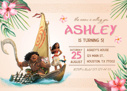 Moana Princess customizable invitation template | Share or Print | girl | WI895