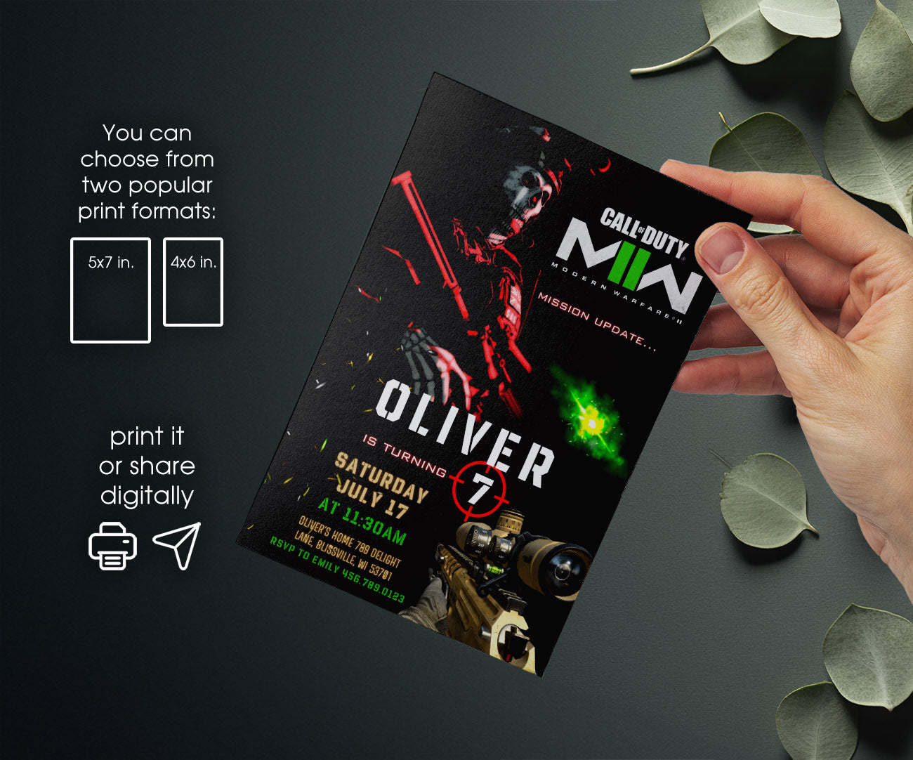 Call of Duty Gamer customizable invitation template | Share or Print | boy | PA295