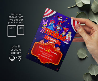 The Amazing Digital Circus customizable invitation template | Share or Print | AV020