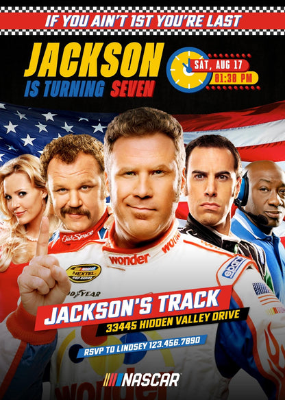 Nascar Ricky Bobby customizable invitation template | Share or Print | boy | TR019