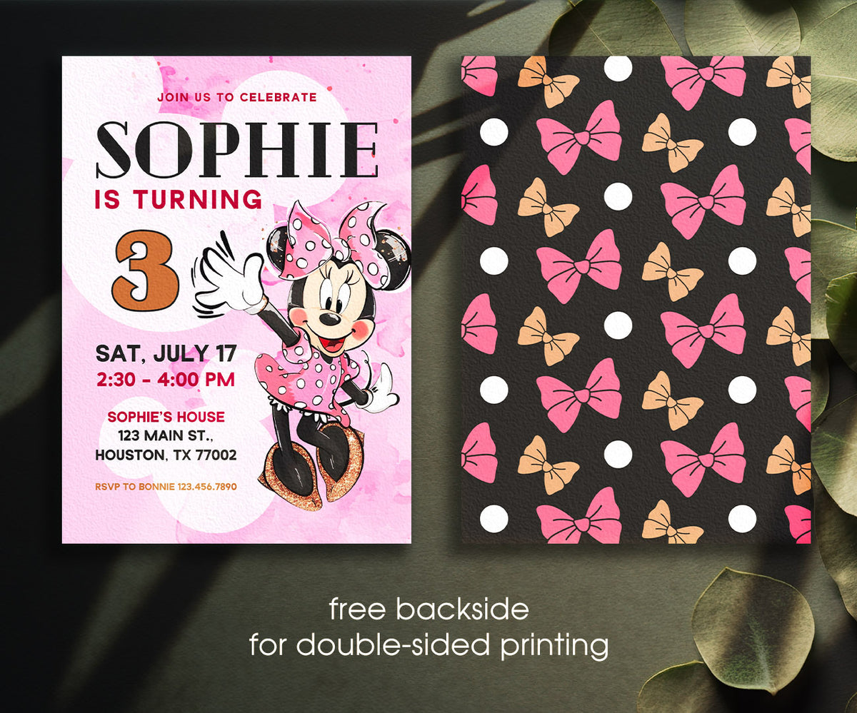 Minnie Mouse Disney Mickey customizable invitation template | Share or Print | girl | DW629