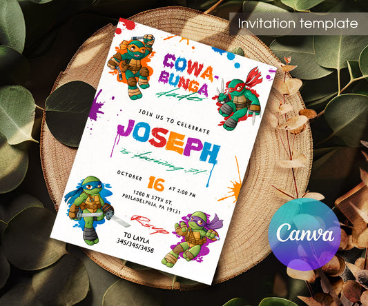 Teenage Mutant Ninja Turtles customizable invitation template | Share or Print | boy | CU055
