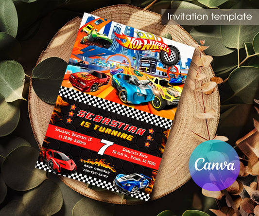 Hot Wheels Racing customizable invitation template | Share or Print | boy | CL612