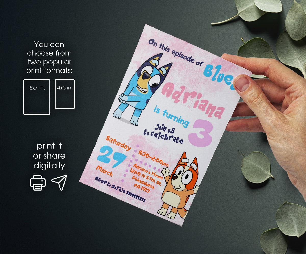 Bluey Bingo customizable invitation template | Share or Print | ZN112