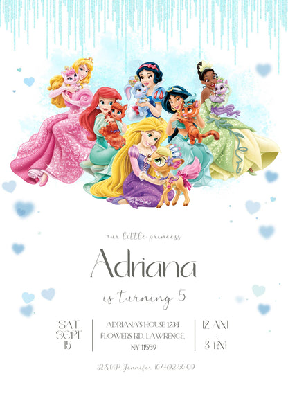 Disney Princess customizable invitation template | Share or Print | girl | HI123