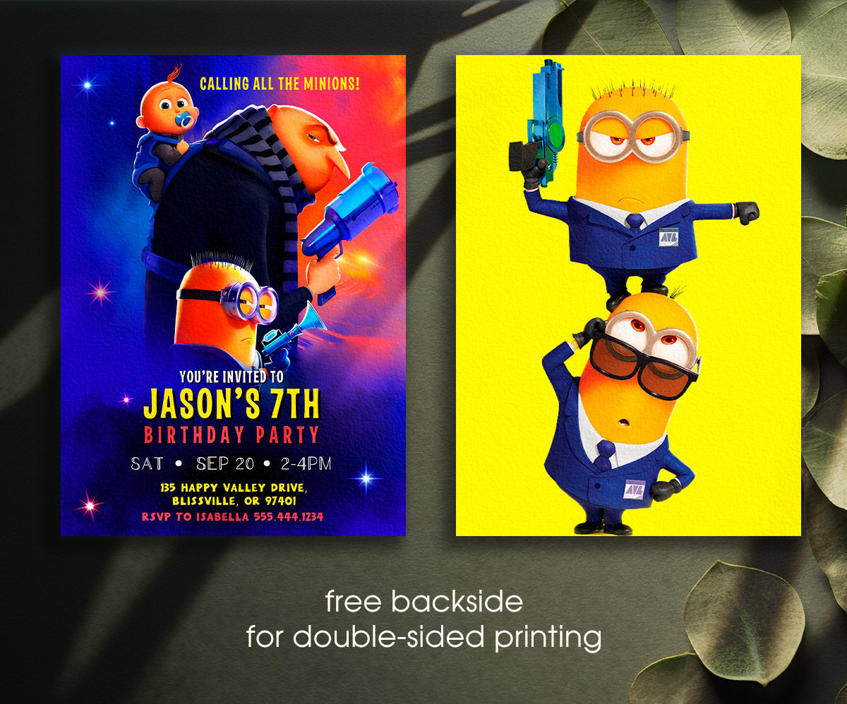 Despicable Me Minions customizable invitation template | Share or Print | NK991