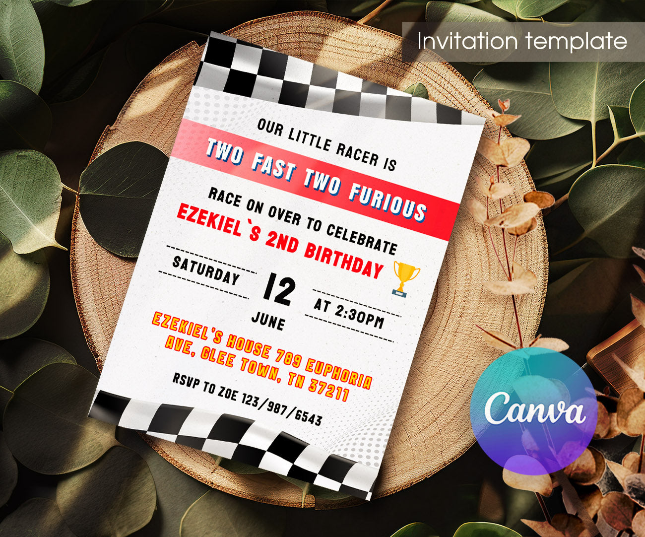 Nascar Ricky Bobby customizable invitation template | Share or Print | boy | AT285