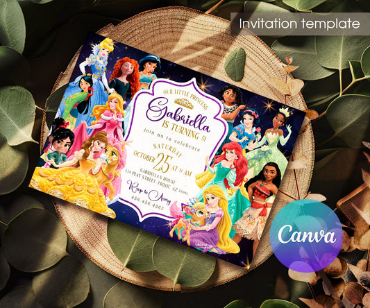 Disney Princess customizable invitation template | Share or Print | girl | LI688