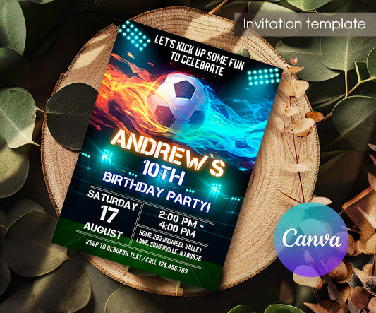 Soccer Champion League FC customizable invitation template | Share or Print | boy | MU681