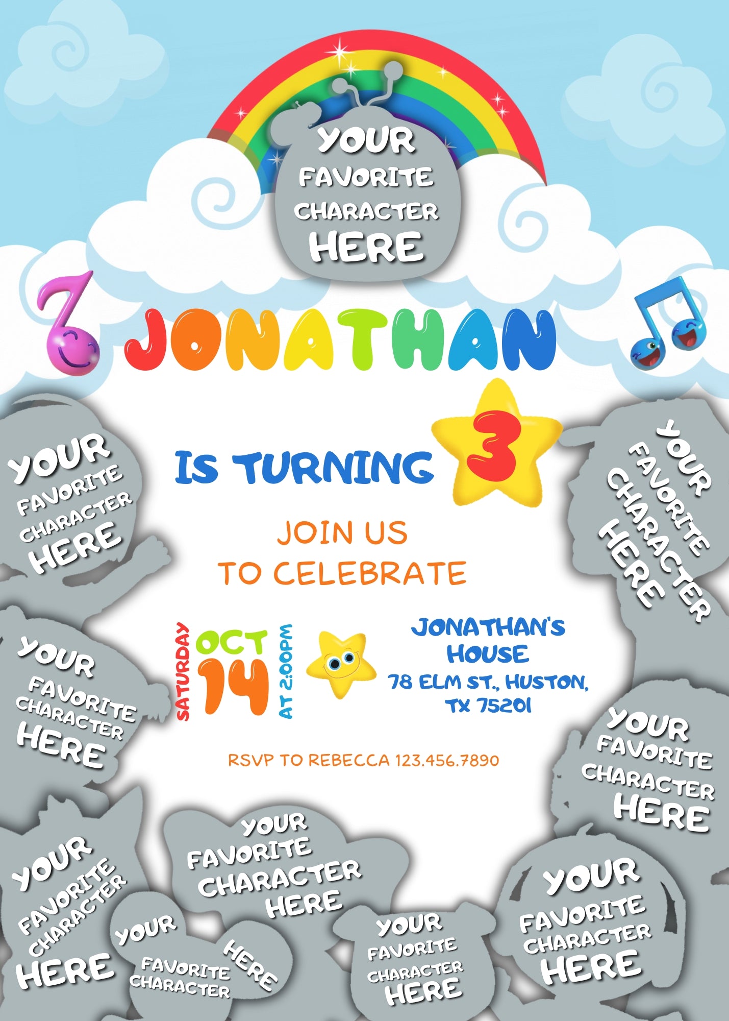 Cocomelon customizable invitation template | Share or Print | DT020