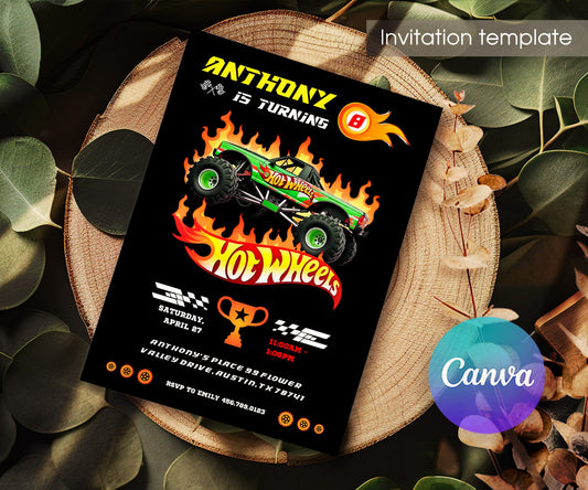 Hot Wheels Racing customizable invitation template | Share or Print | boy | FJ447