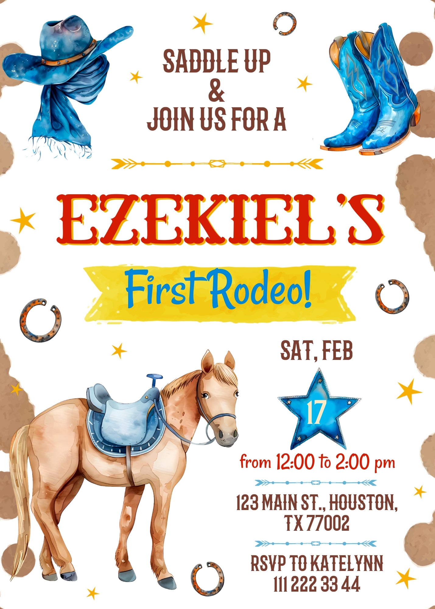Cowboy Rodeo customizable invitation template | Share or Print | boy | NM071