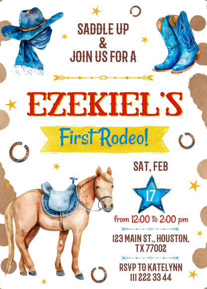 Cowboy Rodeo customizable invitation template | Share or Print | boy | NM071