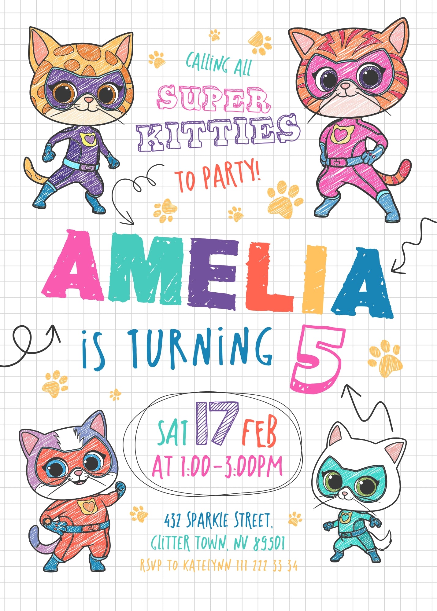 SuperKitties customizable invitation template | Share or Print | WX854