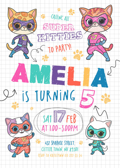 SuperKitties customizable invitation template | Share or Print | WX854