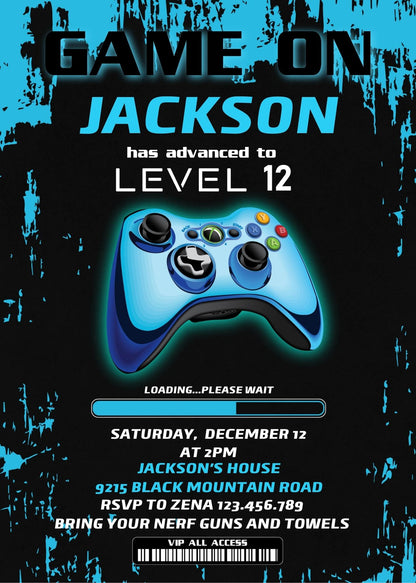 Gamer Party customizable invitation template | Share or Print | boy | ZX877