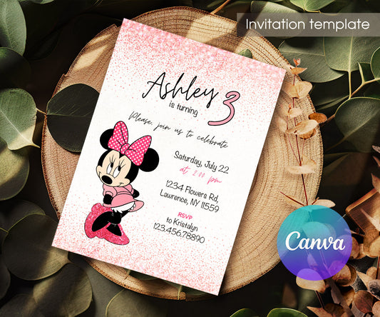 Minnie Mouse Disney Mickey customizable invitation template | Share or Print | girl | AY997