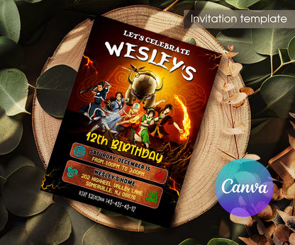 Avatar The Last Airbender customizable invitation template | Share or Print | HW753