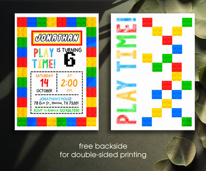 Lego customizable invitation template | Share or Print | IQ265