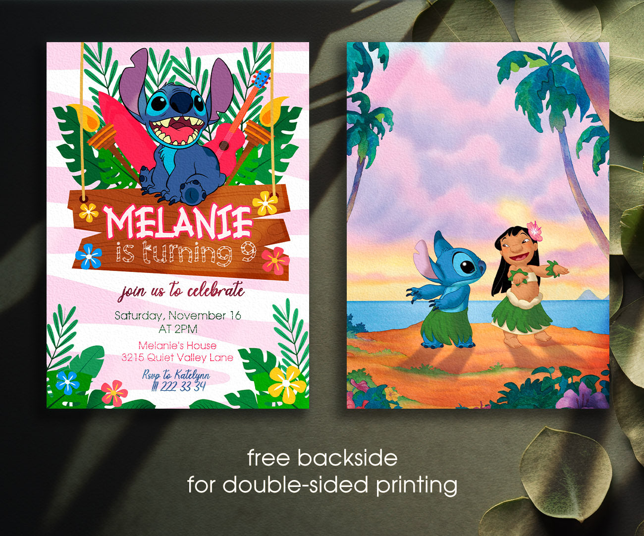 Lilo & Stitch Aloha customizable invitation template | Share or Print | RE535