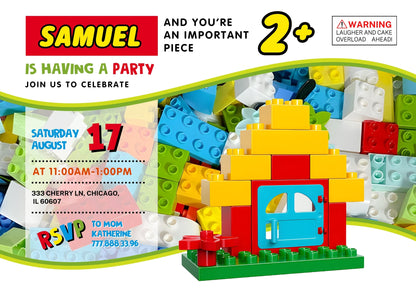 Lego Duplo House customizable invitation template | Share or Print | AH015