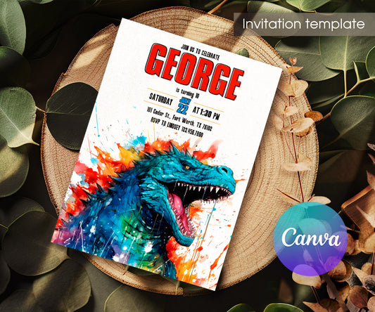 Godzilla and King Kong customizable invitation template | Share or Print | UK217