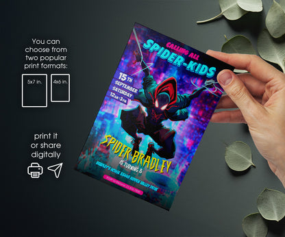 Spider Man Across the Spider-Verse customizable invitation template | Share or Print | boy | YN752