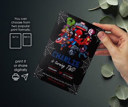 Spidey and His Amazing Friends customizable invitation template | Share or Print | boy | KT245