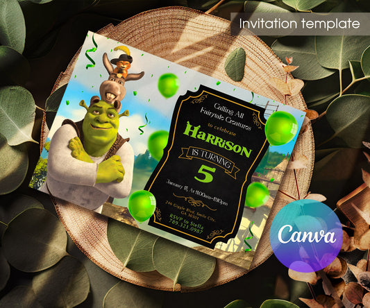Shrek customizable invitation template | Share or Print | AH025