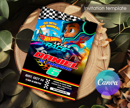 Hot Wheels Let's Race customizable invitation template | Share or Print | boy | ZN188