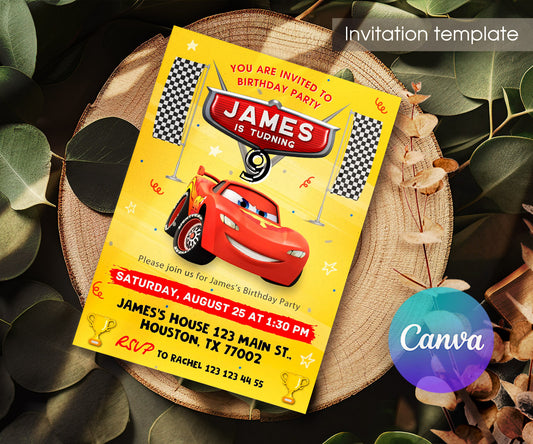 Cars Lightning McQueen customizable invitation template | Share or Print | boy | ZL572