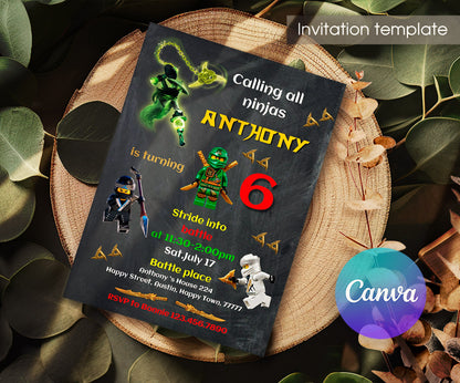 Ninjago Minifigures Lego customizable invitation template | Share or Print | BF883