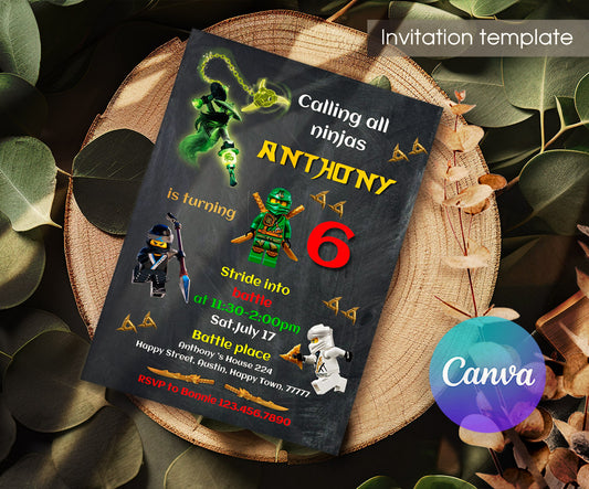 Ninjago Minifigures Lego customizable invitation template | Share or Print | BF883