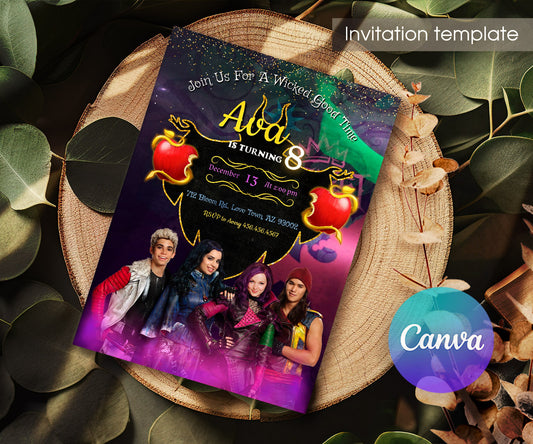 Descendants Disney customizable invitation template | Share or Print | XE725