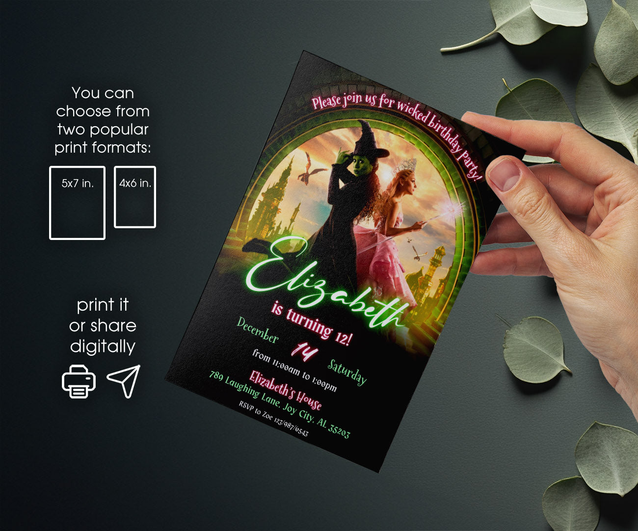 Wicked Musical Movie customizable invitation template | Share or Print | PD764