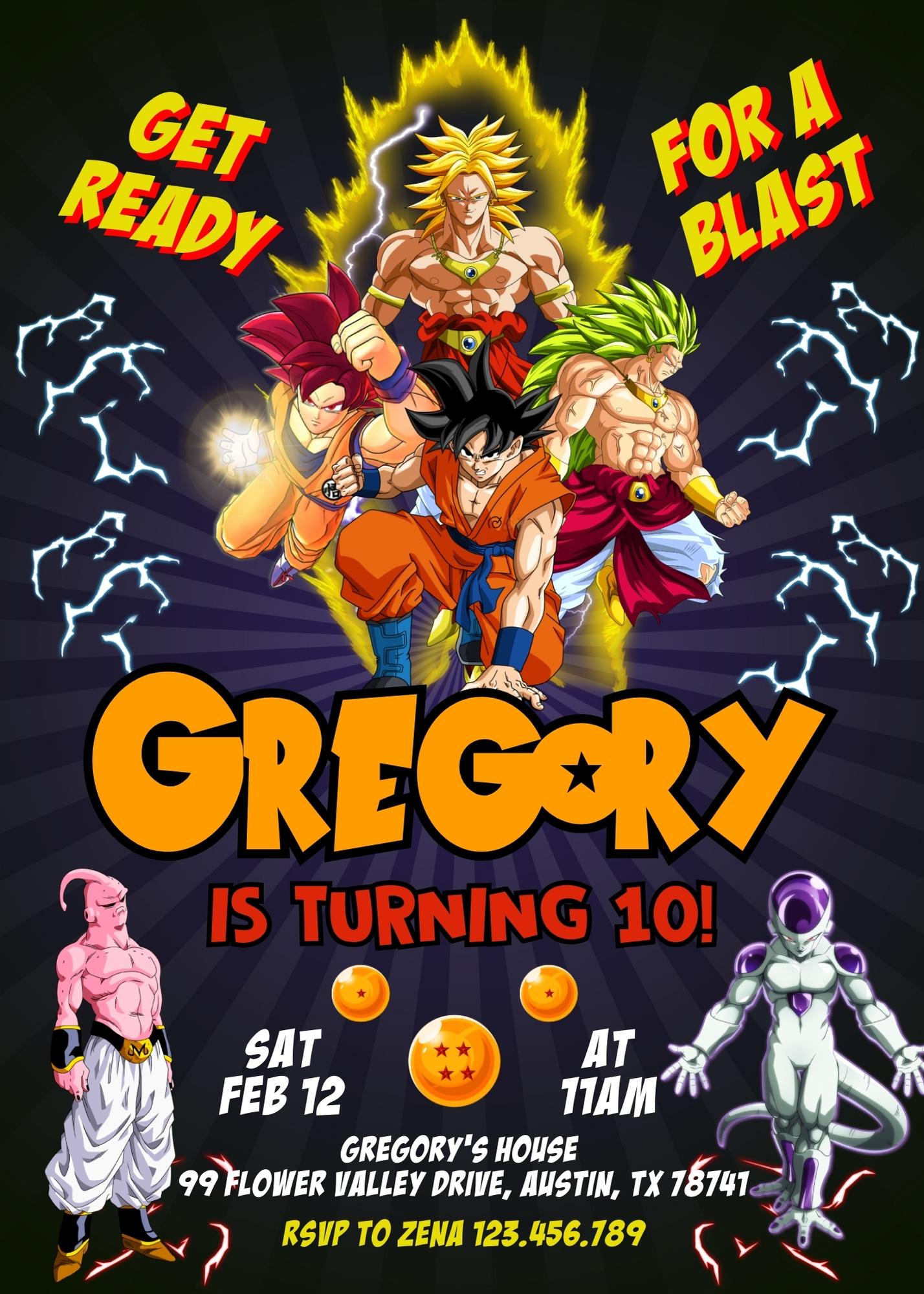 Dragon Ball Z Anime customizable invitation template | Share or Print | boy | LS891