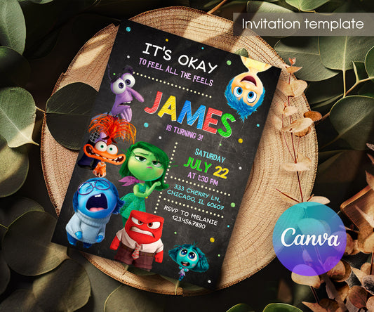 Inside Out 2 customizable invitation template | Share or Print | PR731