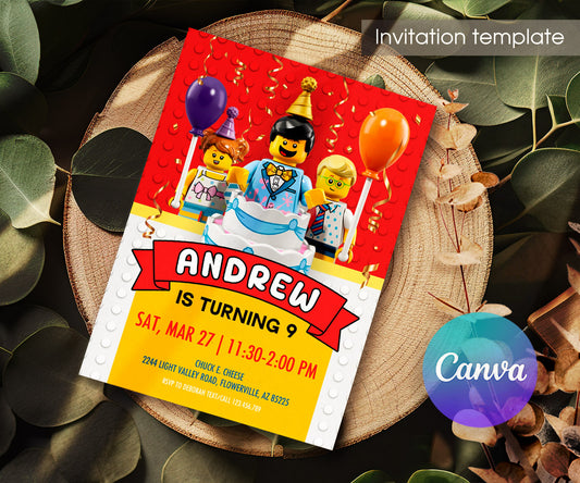Lego Minifigures customizable invitation template | Share or Print | AO141