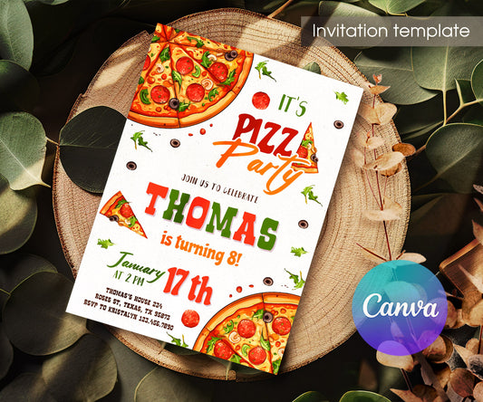 Pizza Party customizable invitation template | Share or Print | UK679
