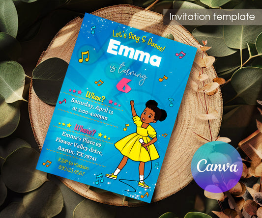 Gracie's Corner Music customizable invitation template | Share or Print | girl | ZV973