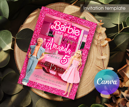 Barbie Pink customizable invitation template | Share or Print | girl | HE637