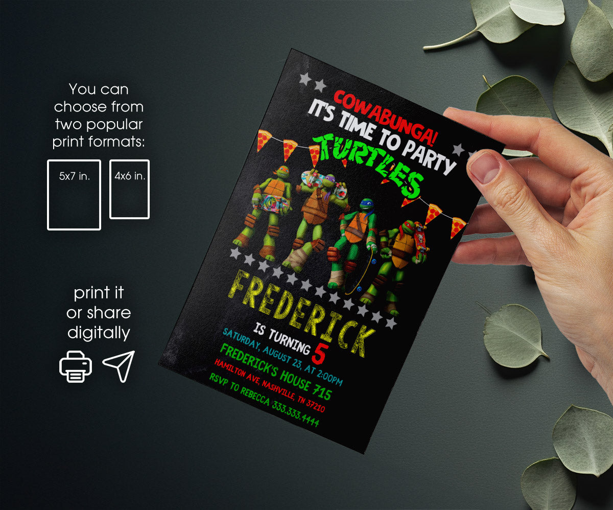 Teenage Mutant Ninja Turtles customizable invitation template | Share or Print | boy | CT140